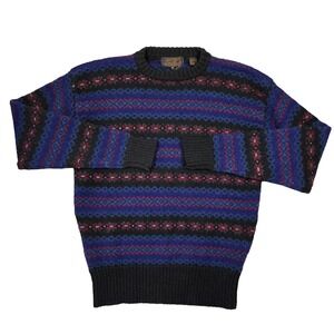 Vintage Eddie Bauer Sweater Mens M Shetland Wool Fair Isle Nordic Gorpcore Hiker